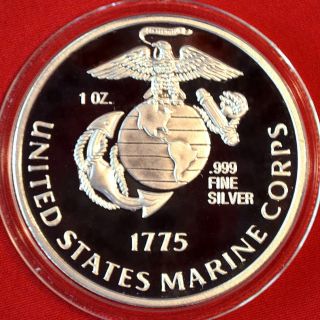 Tribute To Us Marine Corps Operation Desert Storm 1 Oz. .  999 Silver Round Proof photo