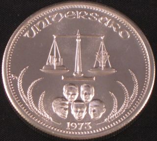 1973 Universaro Silver Round Alternative Trade Coin Bar Weights Wheat & 5 Heads photo