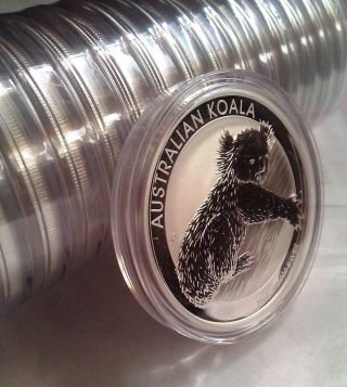 1oz Silver Dollar Coin.  999 Finess Perth - Australian Koala Series 2012 Bu photo