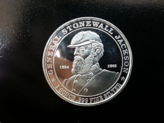 1oz Silver Round General Stonewall Jackson.  999 Purity 1824 1863 photo