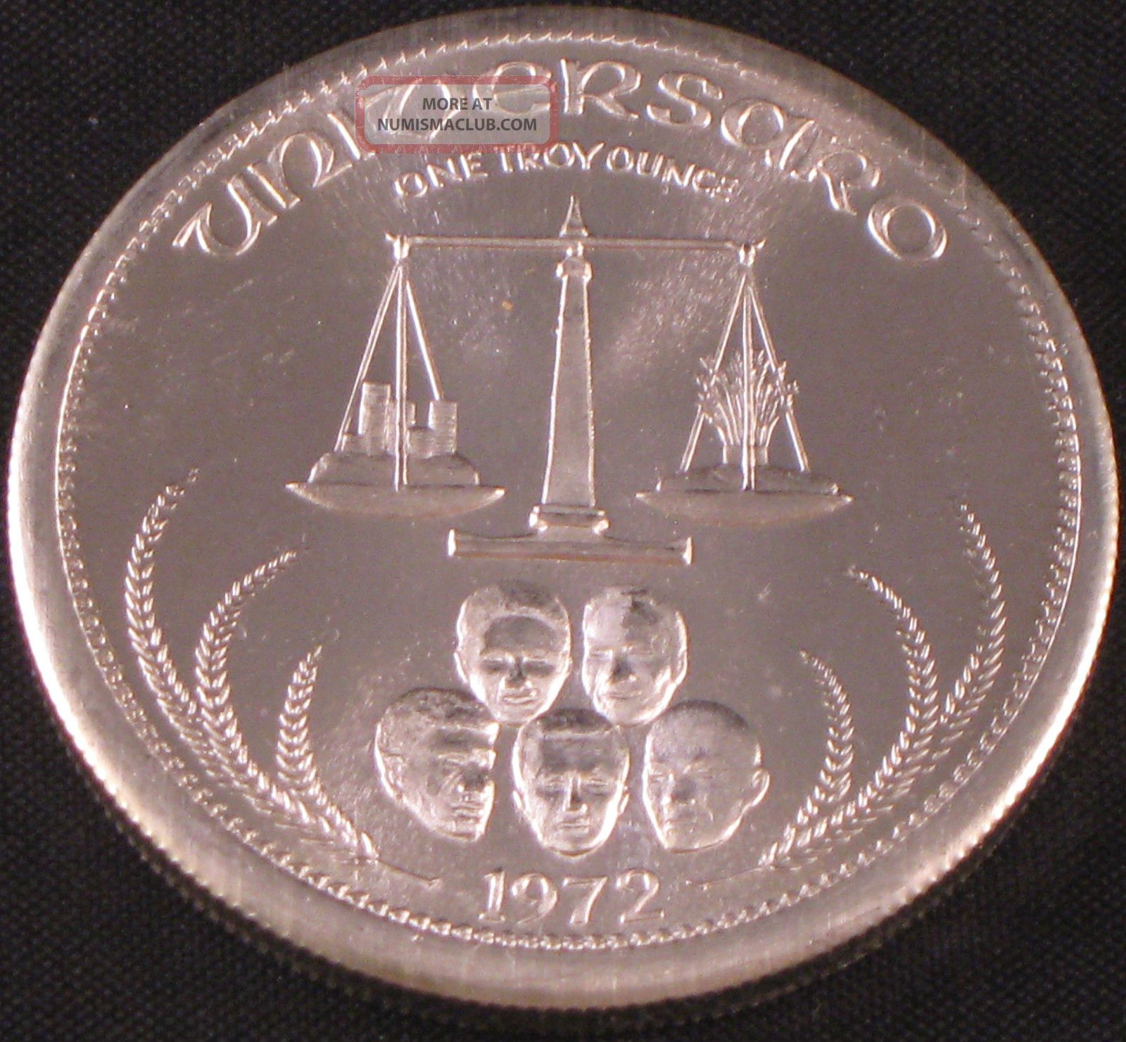 1972 Universaro Silver Round Alternative Trade Coin Bar ...