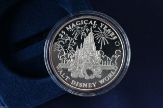 1996 Walt Disney World 25 Magical Years Proof Silver Art Medal E2851 photo