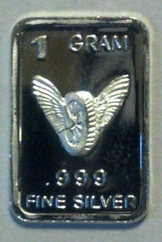 . 999 Pure Silver Bullion Bar.  1 Gram 