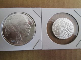 1 1/4 Oz.  999 Fine Silver Buffalo Indian Round Coin photo