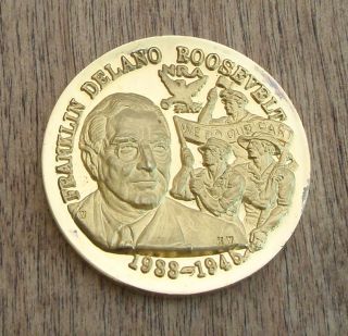 Wittnauer Presidential Commemorative Coin,  24k On.  925,  Franklin Roosevelt photo