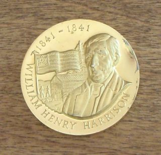 Wittnauer Presidential Commemorative Coin,  24k On.  925,  William H.  Harrison photo