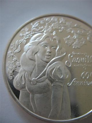 1 Oz.  Pure.  999 Silver Snow White 7 Dwarfs 60th Anniversary Gift Box,  Coin + Gold photo