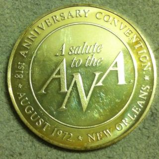 Rare 1972 Sterling Silver Round Art Coin.  25.  2 Grams 81th Anniversary Ana Mardi photo