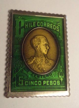 Sterling Silver 925 1810 1910 Hile Correos Enameled Collectors Stamp Bar Ingot photo
