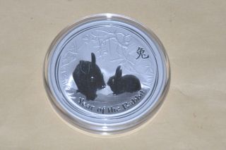2011 Australia Lunar Year Of The Rabbit 2 Troy Oz Ounce 999 Fine Silver Gem Bu photo