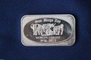 Ussc 1973 San Diego Zoo Silver Art Bar D5121 photo