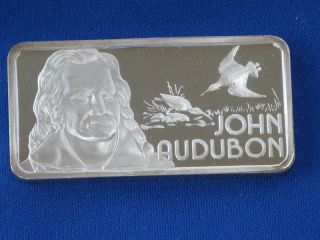 1975 John Audubon Hamilton Silver Art Bar.  999 Fine 1 Troy Ounce B1163 photo