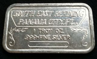 1 Oz.  999 Fine Silver Southeast Refining Panama City,  Fl Art Bar photo