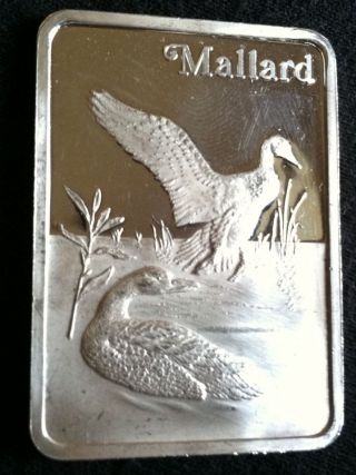1 Oz.  999 Fine Silver Mallard Birds Of America Bar photo