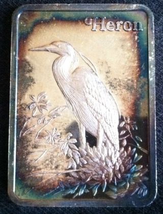 1 Oz.  999 Fine Silver Heron Birds Of America Bar photo