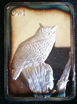 1 Oz.  999 Fine Silver Owl Birds Of America Bar photo