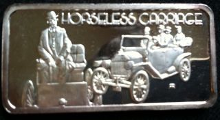1 Oz.  999 Fine Silver Horseless Carriage Americas Greatest Events Bar photo