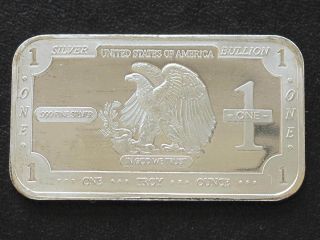U.  S.  American Eagle.  999 Silver Art Bar Ingot One Troy Ounce C8364 photo