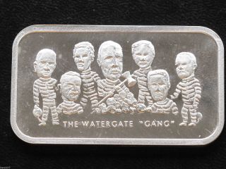 The Watergate Gang Silver Art Bar Serial 04329 One Troy Ounce D5122 photo