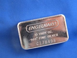 Engelhard.  999 Silver 10 Oz Ingot Bar Struck Type B4172 photo