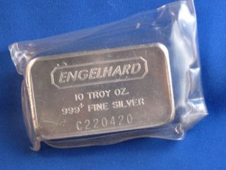 Engelhard.  999 Silver 10 Oz Ingot Bar Struck Type B4201 photo