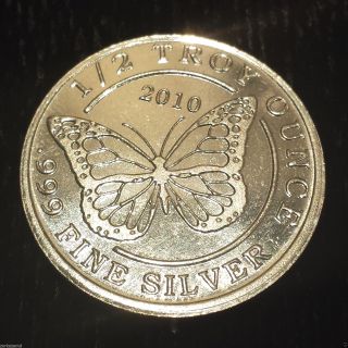 2010 Monarch Precious Metal Silver Round -.  999 Fine Silver 1/2 Troy Ounce photo