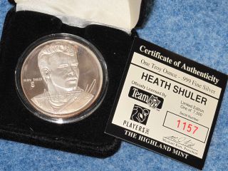 Heath Shuler 1 Troy Ounce.  999 Fine Silver Sport Round Highland B7807 photo