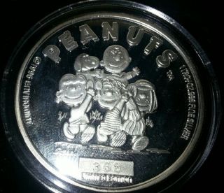 1996 Peanuts 1 Oz. .  999 Fine Silver Round photo