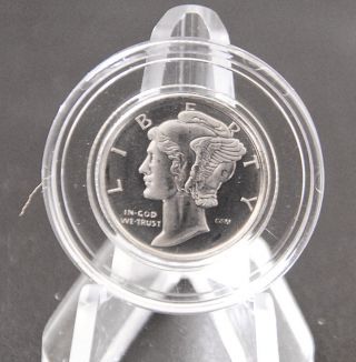 2013 Mercury Head Motif Coin 1/10 Oz. .  999 Pure Silver Bu Coin In Airtite Lqqk photo