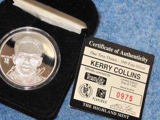 Kerry Collins 1 Troy Ounce.  999 Fine Silver Sport Round Highland B7814 photo