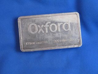Oxford Assaying & Refining.  999 Silver 10 Oz Ingot Bar B3170 photo