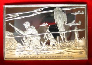 Sterling Silver.  925 Proof Ingot / Bar 750gr - Wwii Allies Land At Normandy 1944 photo
