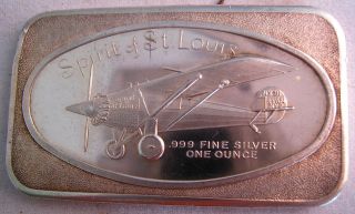 Silver– 1 Oz Spirit Of St.  Louis Silver Bar.  999 Fine photo