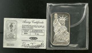 Engelhard Liberty Trade Silver Bar 1986.  999 1 Oz With Assay Certificate photo