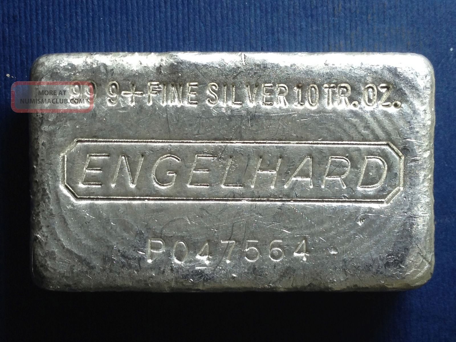 Engelhard, Poured 10 Troy Oz. 999 Fine Silver Art Bar 1979