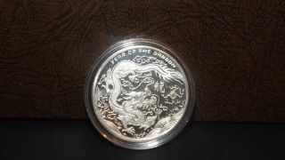 2012 1 Troy Oz Year Of The Dragon.  999 Silver Round Proof Like Finish photo