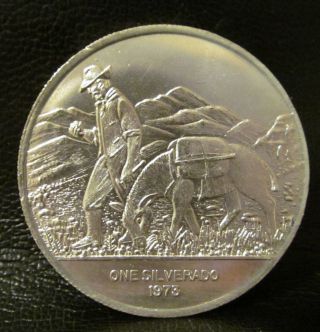 1973 Silverado Art Round Is 1 Oz.  Of.  999 Fine Pure Silver From World photo