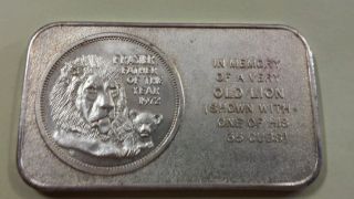 In Memory Of Lion Frasier Father 1973 1 Oz.  999 Fine Silver Art Bar Pioneer photo