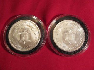 Two 1 Oz Silver Rd, .  999 Fine,  Liberty Bell 