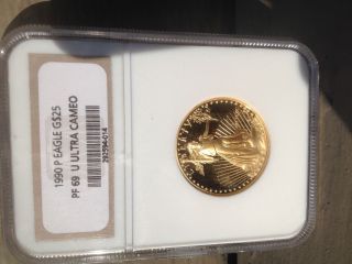 1990 - P $25 Gold Eagle Ngc Pf69 Proof Ultra Cameo Key Date photo