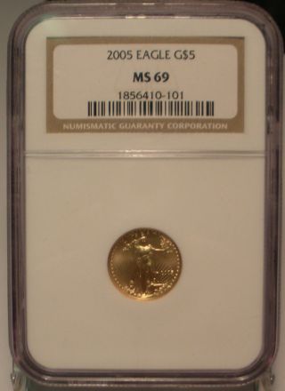 2005 American Gold Eagle Ngc Ms69 United States $5 1/10 Oz.  999 Fine Gold photo