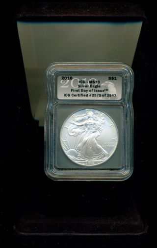 2010 American Silver Eagle Icg Ms70 First Day Of Issue photo