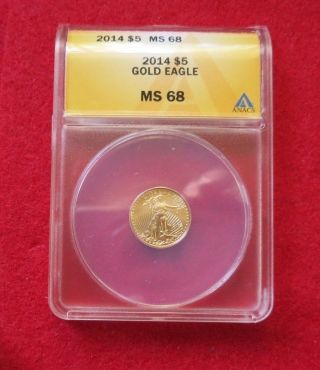 2014 Gold American Eagle $5 Graded Ms 68 photo