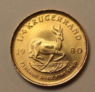South Africa Krugerrand,  ¼ Oz Fine Gold 1980 Bullion Coin photo