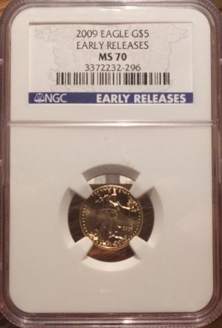 2009 Ngc Ms 70 $5.  00 Dollar Gold Eagle,  Uncirculated Five Dollar Gold Coin. photo