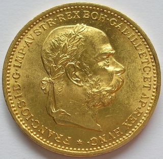1896 Austria Gold 20 Corona Coin Emperor Franz Joseph photo