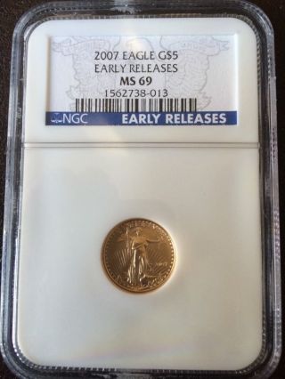 2007 - W $5 Ngc Ms69 Early Releases 1/10 Oz Gold Eagle photo