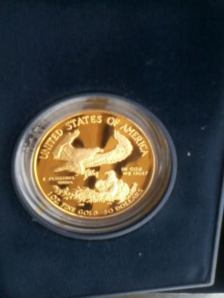 2005 - W Gold American Eagle 1oz.  Proof $50 Bullion Coin & Box photo