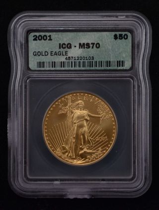 2001 Gold American Eagle $50 1 Oz.  - Icg Ms70 /d849 photo