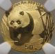2001 1/10 Oz Gold China Panda 50 Yuan Ngc Certified Ms 69 Gold photo 1